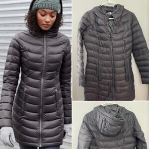 The North Face Jenae 550 Goose Down Hooded Water Resistant Long Parka Gray S